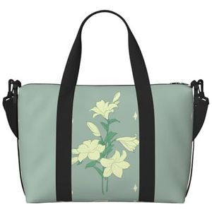 MYGANN Cartoon Witte Lelies Grote Capaciteit Waterdichte Handheld Crossbody Tas 41x15x29Cm Voor Outdoor Activiteiten Reizen Vissen Jacht, Zwart, Eén maat