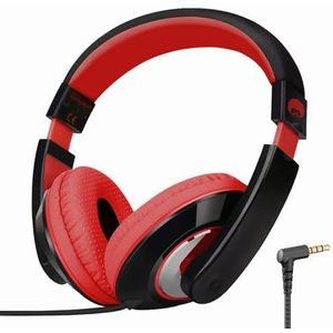 RockPapa Over Ear Stereo Koptelefoon Koptelefoon, Zwart & Rood
