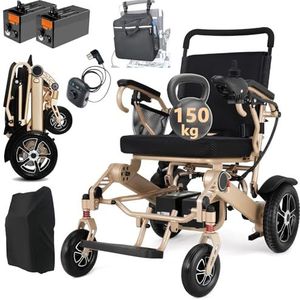 WEYRAL 2 x 12 Ah rolstoel, elektrisch opvouwbaar, met achterbediening, 40 + km lange elektrische rolstoel, elektrische rolstoel tot 150 kg, elektrische rolstoel voor senioren