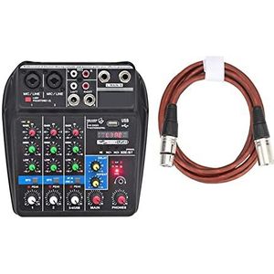 Audiomixer, Sound Mixing Console Bluetooth USB Record Computer afspelen Phantom Power Delay Repaeat Effect 4 kanalen USB Audiomixer A4 Eenvoudig te gebruiken en te bedienen (Color : A4-E-U 1pcs 2M)