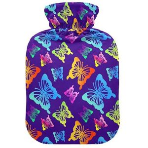 LI ZHI XIN PVC warmwaterkruik met fluwelen deksel 1L 2L kleine middelgrote vlinder patroon