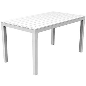 Mojawo Bistrotafel, kunststof, 138 x 80 x 72 cm, wit, rechthoekig, balkontafel, tuintafel, terrastafel