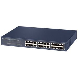 NETGEAR JFS524 24-poorts Fast Ethernet unmanaged LAN-switch (10/100 Mbps, voor desktop- of rekmontage) blauw
