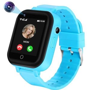 4G Smartwatch voor kinderen, IP67 waterdichte smartwatch met SOS-oproep, wekker, muziekspeler, camera, spellen. Kinderhorloge voor 3 - 14 jaar jongens, meisjes, verjaardagscadeaus (blauw)