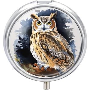 Pillendoos 3 Compartiment Uil Pil Case voor Portemonnee Draagbare Pil Container Metalen Geneeskunde Doos Pillendoos Dispenser Reizen Vitamine Houder Wekelijkse Pil Organizer