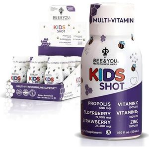 BEE and You Immuunondersteuning 100% natuurlijke propolis-opname voor kinderen, antioxidanten, vitamine C, vlierbessen, rauwe honing, 1,69 fl. oz x 12 flessen…