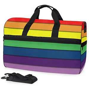 MONTOJ Regenboog Kleur Bestel Oversized Canvas Reizen Tote Duffel Schouder Overnacht Weekendtas