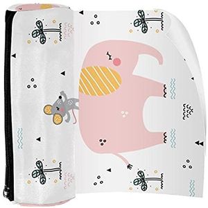 Potlood Case Pen Tas Houder met Rits Coin Organizer Tassen Make-up Cosmetische Pouch voor Vrouwen Tiener Meisjes Jongens Kinderen, Muis Stand Op Olifant