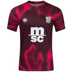 Umbro Ipswich Town FC Shirt met korte mouwen, uniseks, voor volwassenen, 24/25, Fig/Nieuwe Claret/Rode Biet, XL