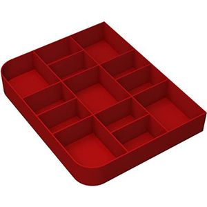 Feldherr Quarter-Size token tray compatibel met spelmateriaal - 13 compartimenten, Kleur:Cherry Red