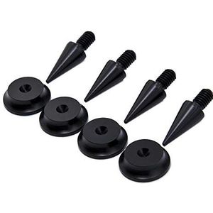 PrecisionGeek - Speaker Spikes Pads Set Aluminium Zwart, 4 stuks M6 Spikes, 10mm diameter kegel, 4 stuks 20mm diameter Pads 5 radius vorm voor HiFi Stands, Kasten, Soundbars