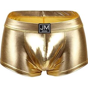 JOCKMAIL Mannen Boxer PU Mannen Ondergoed Pouch Boxer Mannen Ondergoed Boxer, Goud, L