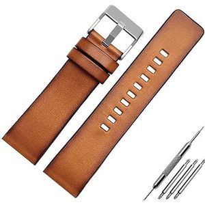 LUGEMA Echt Lederen Armband Compatibel Met Diesel DZ4343 Horlogeband Bruine Horlogeband 22 24 26mm Polshorlogeband Retro Polshorloges Band (Color : Brown silver buckle, Size : 26mm)