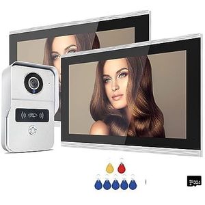 Walkie-talkie, 2MP 1080P 10-Inch Video Intercom Touchscreen Grote Tuya Draadloze POE Bedrade Deurbel for Villa Platte RFID Toegangscontrole(1v2)
