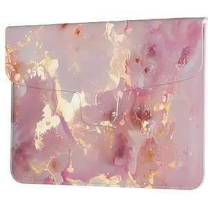 Roze Marmer Textuur Print Lederen Laptop Sleeve Case Waterdichte Computer Cover Tas Voor Vrouwen Mannen