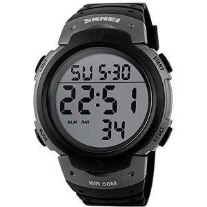 Mannen Digitale Sport Horloge Militaire Waterdichte Analoge Horloge Stopwatch Leger Shock-Proof Backlight Casual Horloge Mannen, Grijs