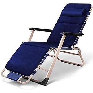 GEIRONV Draagbare Zero Gravity Recliner Chair, met kussen Verstelbaar Office Dutje Vouwbed Zomer Zomer Simple Home Recliner Bed Fauteuils (Color : Cotton pad, Size : 178x52x25cm)