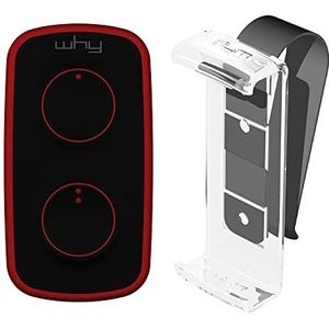 WHY EVO Mini afstandsbediening rolling code, multifrequentie, 280 tot 868 MHz met vizierclip, programmeerbare zelflerende poortopener, groot bereik met 4 toetsen, vulkaanrood