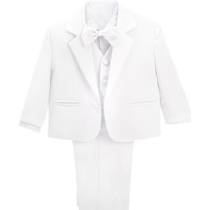 Lito Angels Kostuums & Blazers Tuxedo Smoking Pak Set van 5 Stuks Bruiloft Feest Formele Kleding Outfit voor Baby Jongens Maat 86 (Leeftijd 12-18 Maanden) Wit