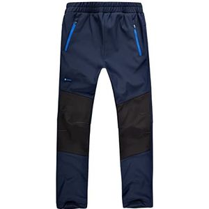 Höhenhorn Tiegun Softshellbroek voor jongens en meisjes, gevoerde wintersnowboardbroek, waterdicht, ademend, donkerblauw/blauw, 140 cm