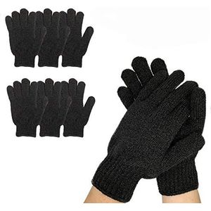 6Pairs Exfoliërende Handschoenen - Premium Black Scrub Wash Mitt voor Bad of Douche - Luxe Spa Exfoliation Accessoires voor Beauty Spa Massage, Geschikt voor Mannen en Vrouwen