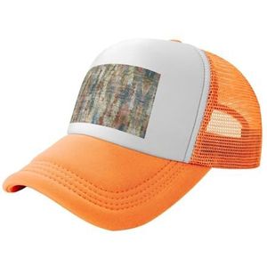 MDATT Verstelbare vaderhoed voor heren en dames voor buiten, platte snavel, snapback met hoge paardenstaart, rustieke abstracte Boheemse print, Oranje, Eén Maat