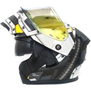 Opklapbare Motorhelmen ECEDOT-Goedgekeurde Integraalhelm Met Geïntegreerd Motormodulaire Helm Met Dubbel Vizier Crash Racing Helm Ventilatie Heren Dames 30,XXL:63-64CM