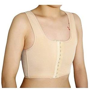 BaronHong Middle Zip Up elastische borstbinder, korset, korte tanktop, voor tomboy trans lesbiennes, nude, M
