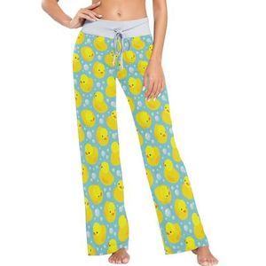 Mnsruu Dames pyjamabroek Geel Rubber Eenden, C141, XL