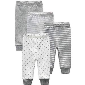 Kiddiezoom Uniseks babybroek voor meisjes jongens baby joggingbroek, verpakking van 4 stuks, grijs, 6 Maanden