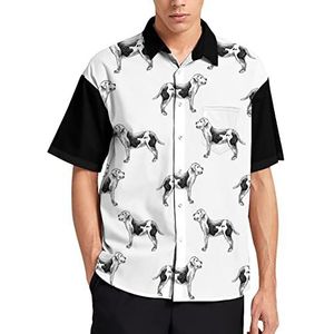 American Bulldogs Hawaiiaans shirt voor heren, zomer, strand, casual, korte mouwen, button-down shirts met zak