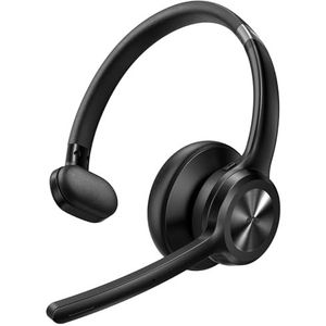 TECKNET Bluetooth headset met microfoon, draadloze headset met BT5.2-technologie, hoofdtelefoon draadloze Bluetooth met ruisonderdrukking, headset met microfoon, draadloos voor kantoor, op afstand