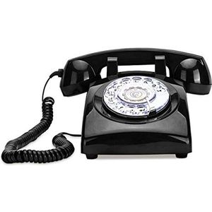 Telefoon 60s Classic General Post Office Styled Dial Card: Desner Retro Phone/Draaitelefoon/Retro-stijl Telefoon/Vintage Telefoon/Klassieke Bureautelefoon met Draaikiezer (Zwart)
