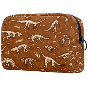 voor Dames Dinosaurus Bot Bruine Make-up Tas Toilettas Tassen Reizen Cosmetische Organisator met Rits