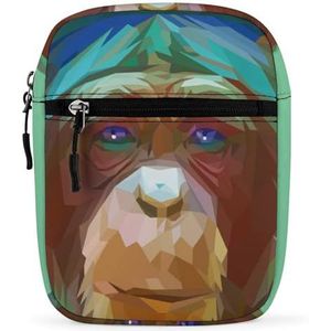Portret van een Hipster-chimpansee Mini Crossbody Tas Unisex Anti-Diefstal Side Schoudertassen Reizen Kleine Messenger Bag