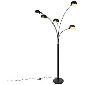 QAZQA - Design vloerlamp zwart 5-lichts - Sixties | Woonkamer - Staal Langwerpig - E14 Geschikt voor LED - Max. 5 x 25 Watt