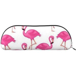 IguaTu Roze Flamingo lederen etui - make-uptas met gladde ritssluiting - Muntentas - Organisator voor kantoorbenodigdheden, Zilver, Eén maat, Schooltas