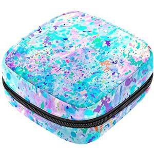 Aquarel Splash Regenboog Maandverband Opbergtas Menstruatie Pad Tas Draagbare Menstruatie Cup Pouch met Rits voor Tiener Meisjes Vrouwen Dames