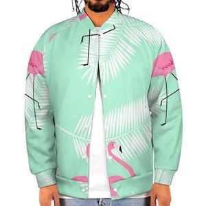 Kleurrijke Roze Flamingo Grappige Mannen Baseball Jacket Gedrukt Jas Zacht Sweatshirt voor Lente Herfst