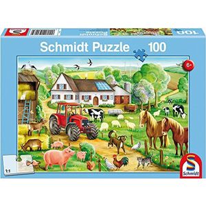 Schmidt - SCH-56003 - Vrolijk Boerenerf, 100 stukjes Puzzel - vanaf 6 jaar - dieren puzzel