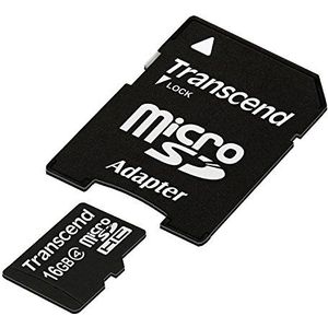 Transcend 16 GB microSDHC-geheugenkaart klasse 4 met TS16GUSDHC4-adapter