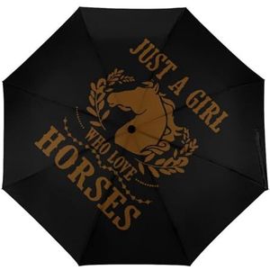 Gewoon Liefde Paarden Mode Paraplu Voor Regen Compact Tri-fold Reverse Folding Winddicht Reizen Paraplu Automatische