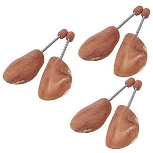 DELFA 3 paar cederhouten schoenspanners met metalen spiraalveer, schoenspanner voor elke schoen, rood/bruin, 36-37