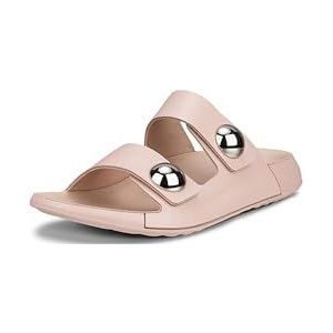 ECCO Women's Cozmo Two Band Button Slide Sandal, ROSE DUST, 6-6.5