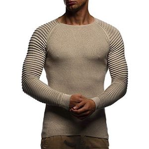 Leif Nelson Gebreide trui voor heren LN-20729, Beige, XL