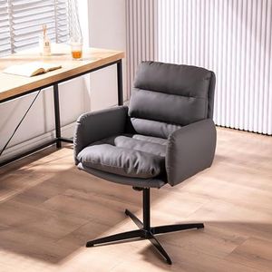 FZDZ Criss Cross Legged Bureaustoel, fauteuil draaibare brede bureaustoel zonder wielen, in hoogte verstelbare stof thuiskantoor bureaustoel comfortabele ergonomische werkstoel (kleur: grijs, maat: