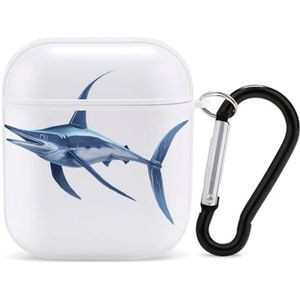 Zwaardvis Leuke Case voor AirPods 2&1 Schokbestendige Beschermende Hoofdtelefoon Gevallen Cover Met Sleutelhanger Voor Mannen Vrouwen