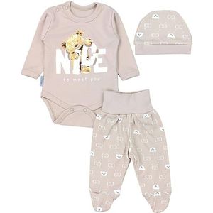 TupTam Babykleding Set met Opdruk 3-delig, Beren Beige, 56