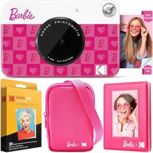 Kodak x Barbie Printomatic Volledige Kleur Direct Afdruk Digitale Camera Barbie Deluxe Bundel (Iconische Stijl) + Barbie Deluxe Cameratas + Barbie Fotoalbum + Zink-papier (20 Vellen)