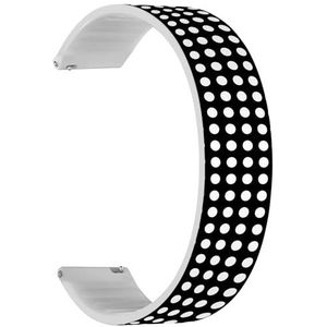 RYANUKA Solo Loop band compatibel met Ticwatch GTH 2 / Pro 3 / Pro 2020 / Pro S/GTX, 22 mm (zwart witte polkadot) quick-release 22 mm rekbare siliconen band band accessoire, Siliconen, Geen edelsteen